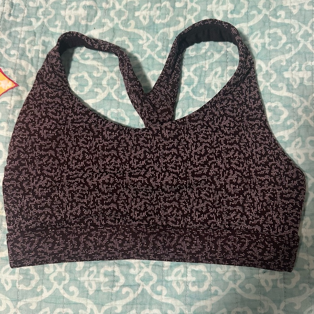 Women's Athletica Black Patterned Sports Bra